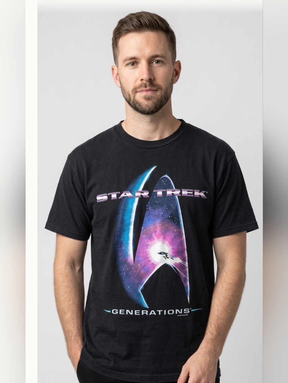 Vintage* Star Trek Generations Shirt* Men’s* XL*1994*Black*SINGLE STITCH* EUC